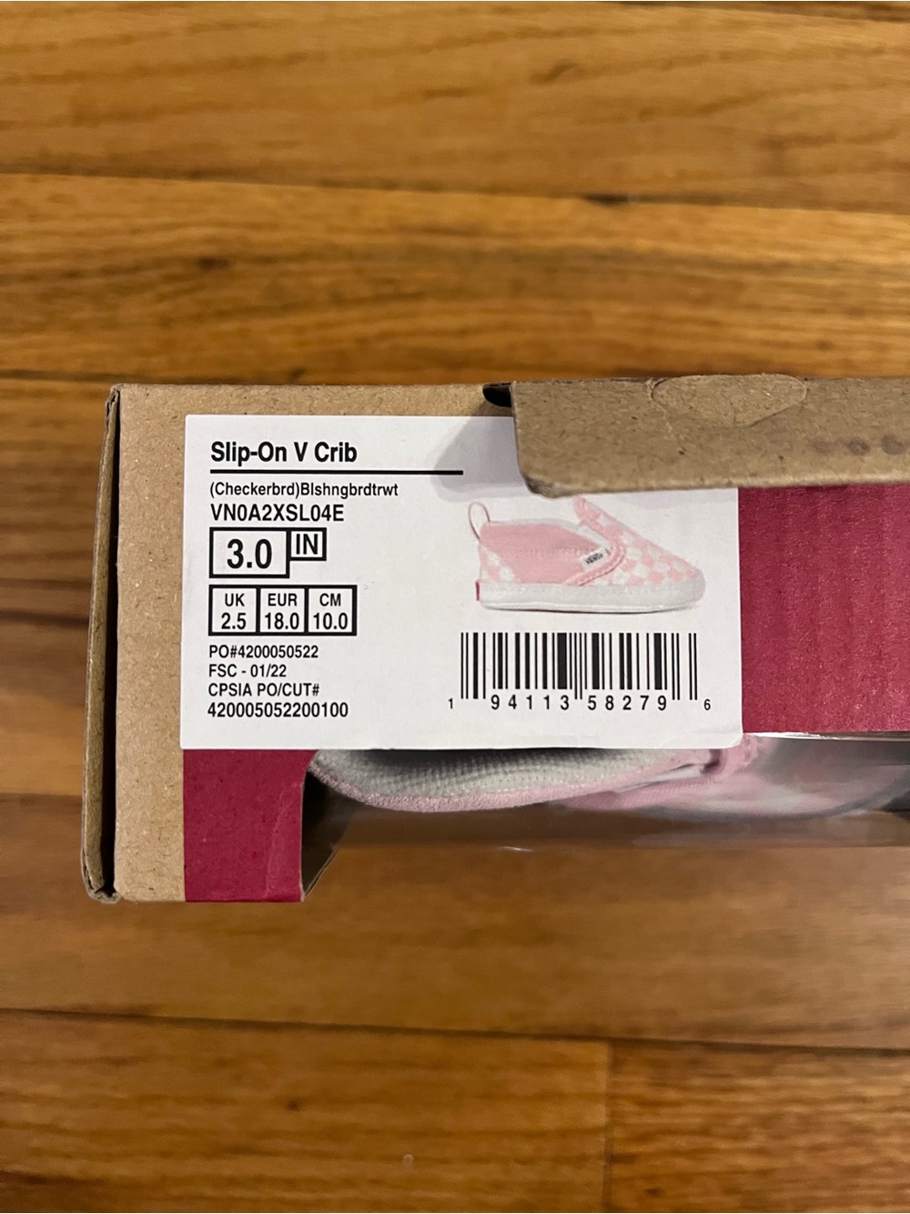 Vans Pink Checkerboard Slip-On Crib Shoe - Picture 2 of 2